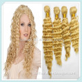 2014 human long hair extensions weave blonde Hair Curly Weave Wholesale Human weaving Hair Extensions golden color